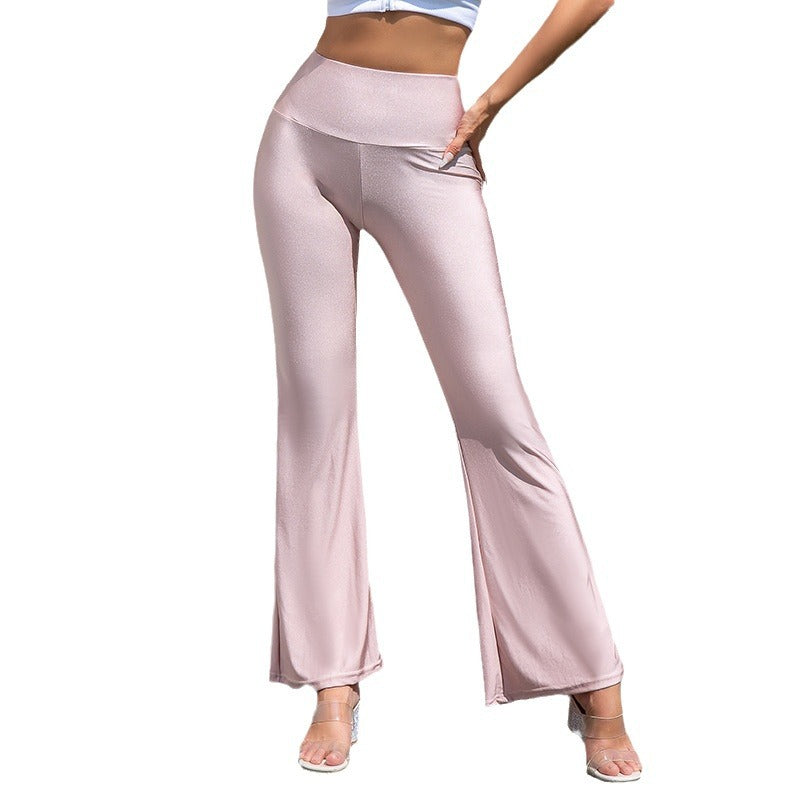 High Waist Gloss Bootleg Elasticity Fashion Casual Pants
