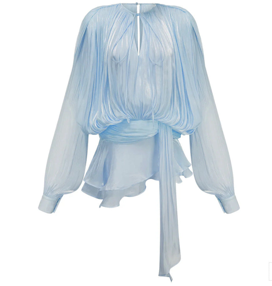 Leaf Two-piece Early Spring Pleated Design Blouses