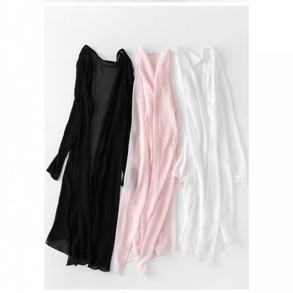 Women's Mid-length Chiffon Shirt Sun Protection Shawl Blouses