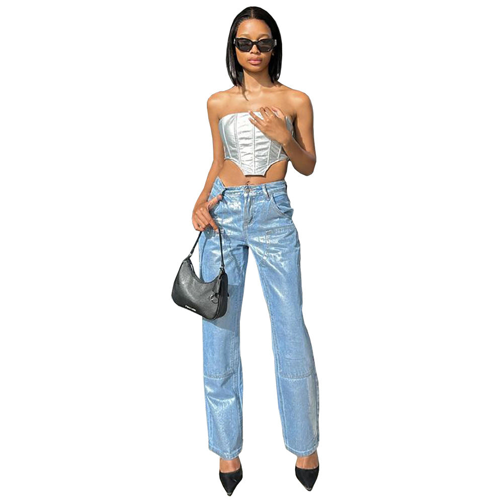 Women's Straight Summer Street Casual High Waist Jeans