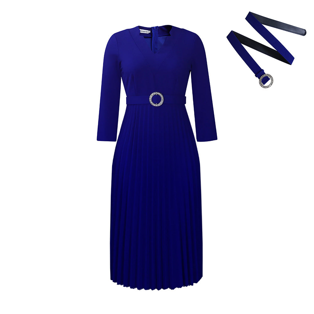 Women's Autumn Fashionable Elegant Pleated Dress Dresses