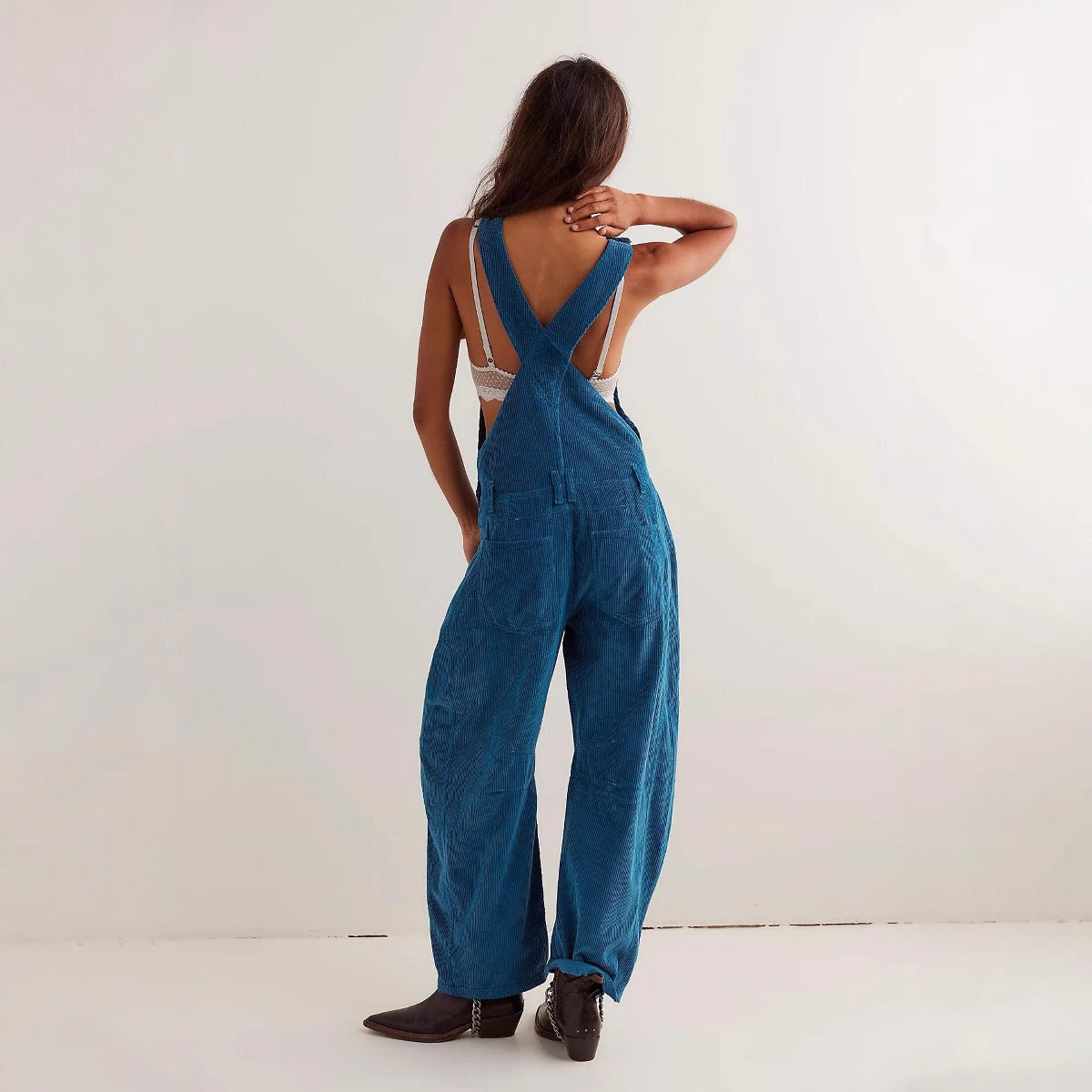 Women's Corduroy Overalls Fashion Loose One-piece Pants