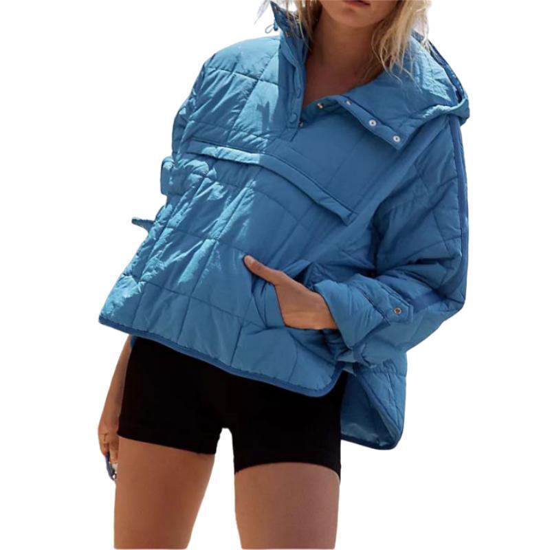 Model Pure Color Warm Keeping Pocket Long Sleeve Hooded Coats