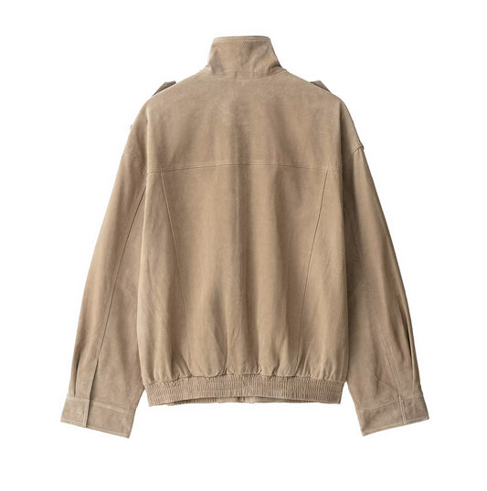 Women's Street Fashion Suede Texture Imitation Leather Jackets
