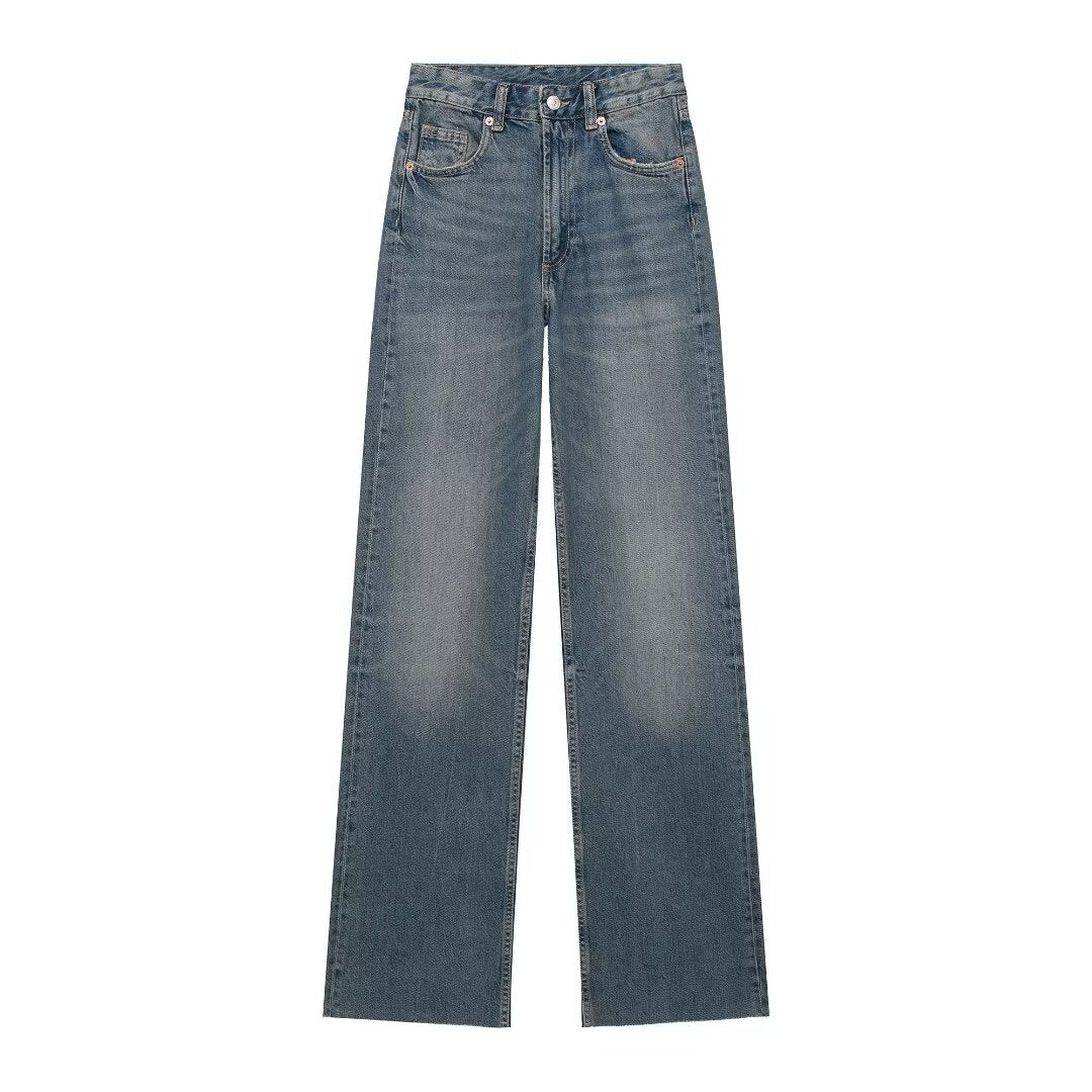 Women's Retro Easy Matching High Waist Wide Leg Jeans