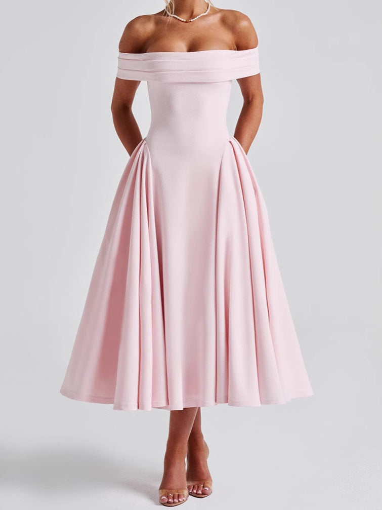 Women's Spring Fashion Sexy Backless Pure Color Dresses