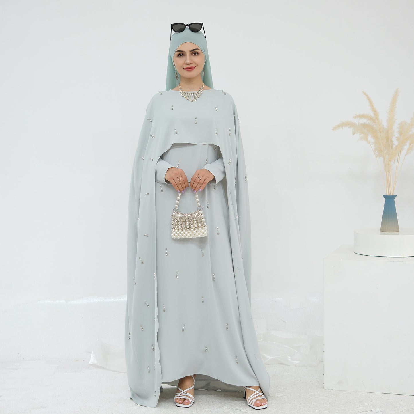 Turkey Solid Color Beading Dress Two-piece Dresses