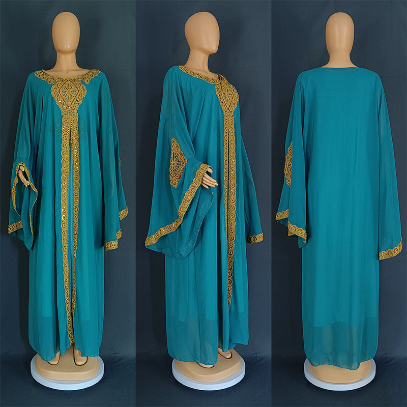 Malay Bell Sleeve Thorn Robe Embroidered Dresses