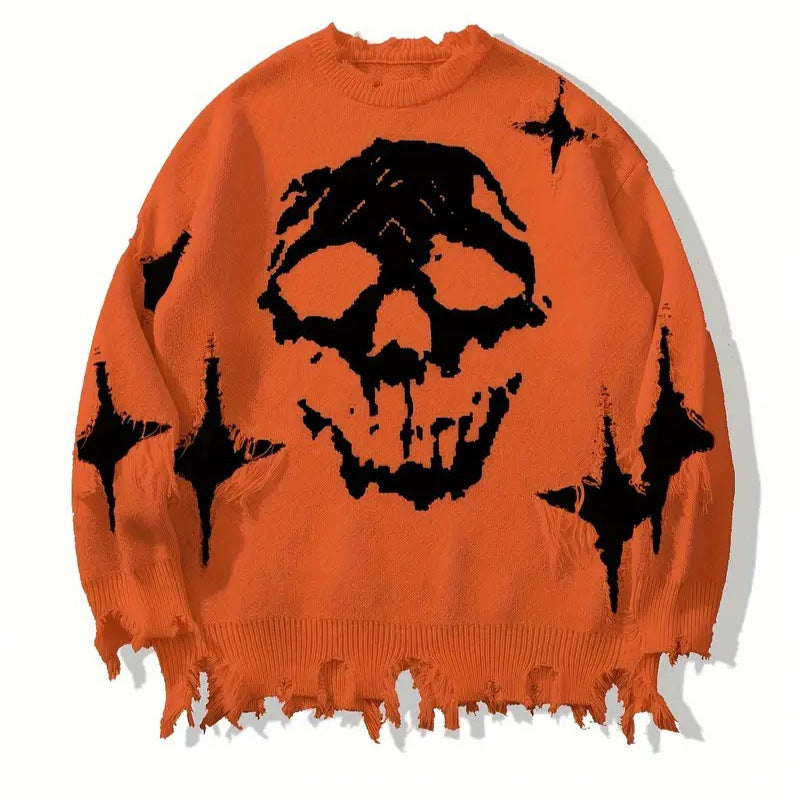 Women's & Men's & Hip Hop Dark Street Skull Jacquard Sweaters