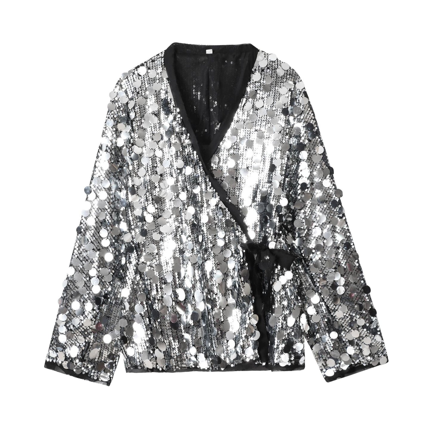 Women's Charming Fashionable Sequins Stitching Design Coats