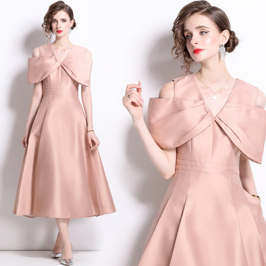 Pure Color Slimming Satin Mid-length Slim Dresses