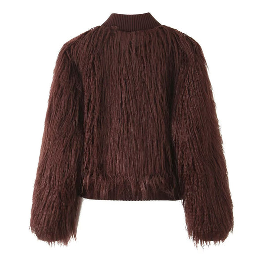 Comfortable Fashion Artificial Fur Effect Knitted Knitwear
