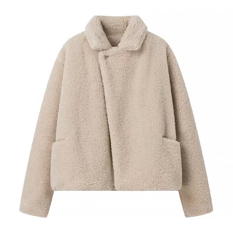 Women's Street Fashion Polo Collar Furry Jackets