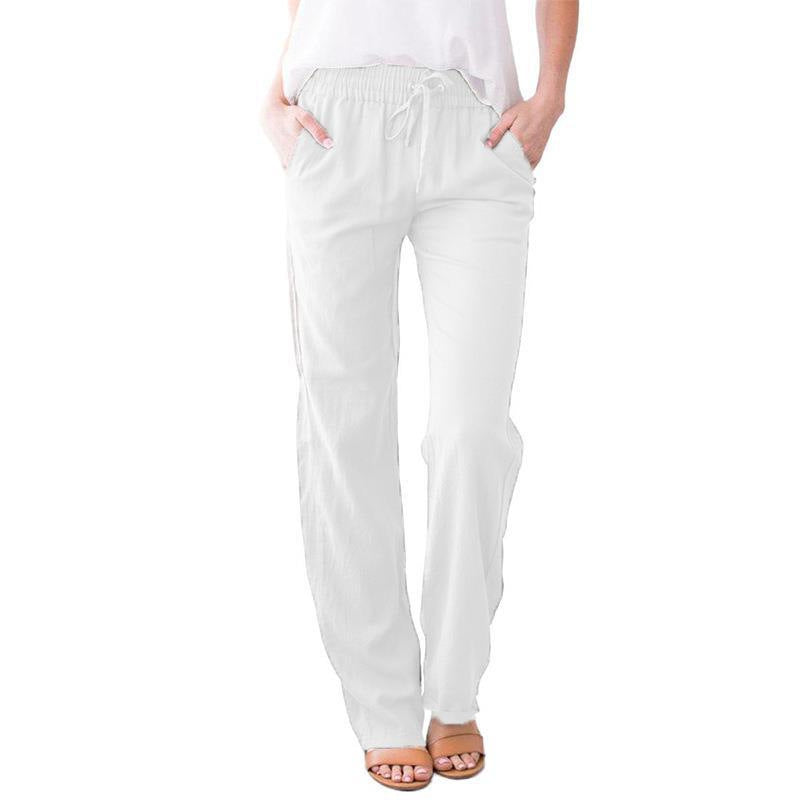 Women's Solid Color Cotton Linen Drawstring Loose Pants