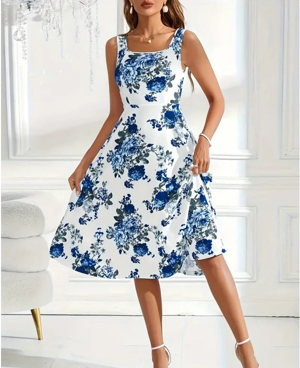 Summer Suspender Dress Fashionable Flower Print Dresses