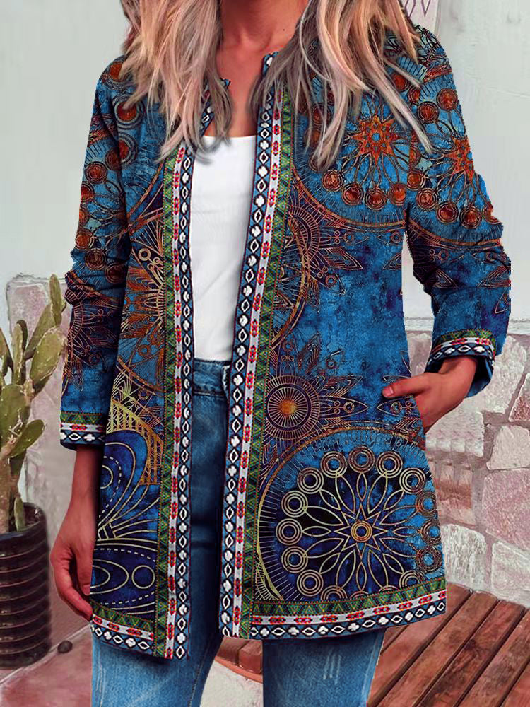 Women's Beautiful Retro Ethnic Print Clothes Cardigans
