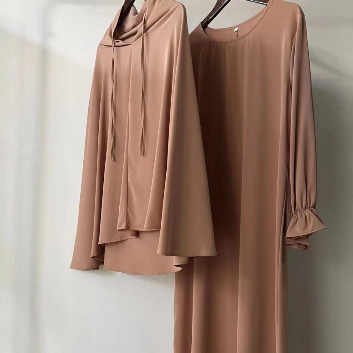 Autumn Pure Color Elegant Two-piece Malay Dresses
