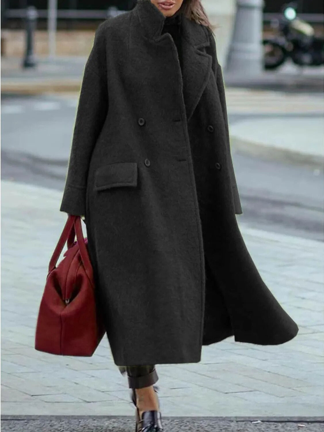 Women's Casual Long Pure Color Warm Keeping Coats