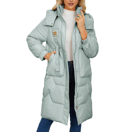 Women's Wadded Thickened Long Sleeve Warm Hat Coats