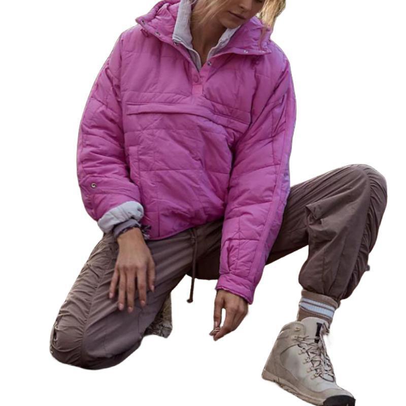 Model Pure Color Warm Keeping Pocket Long Sleeve Hooded Coats