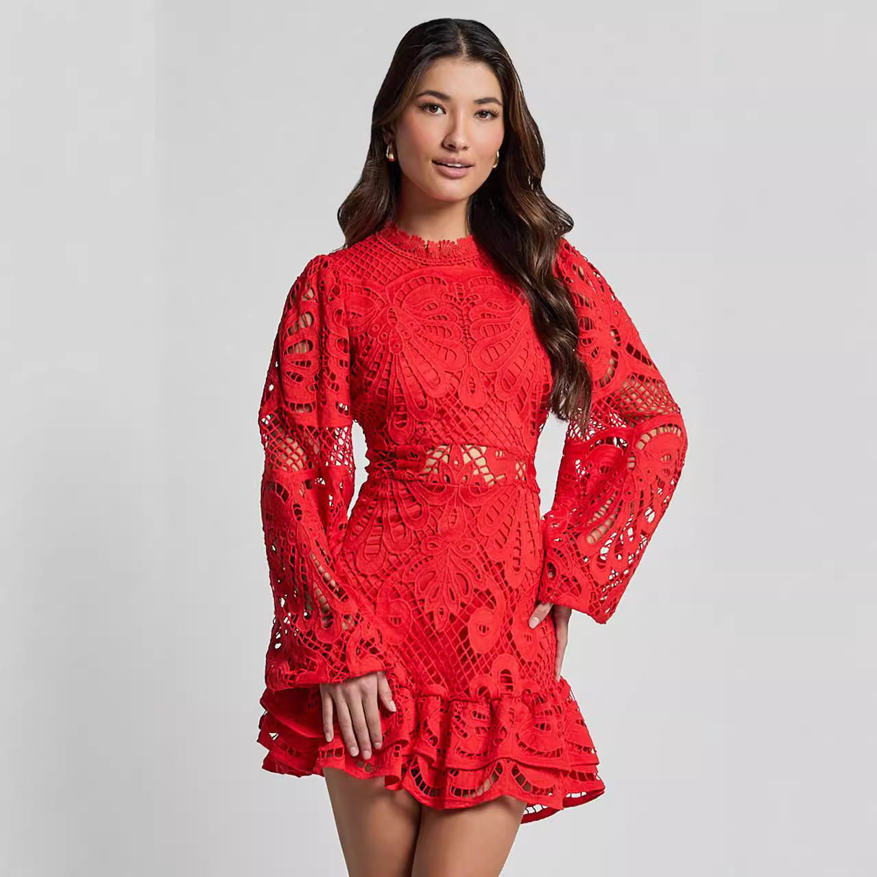 Collar Lantern Long Sleeve Dress A- Line Dresses