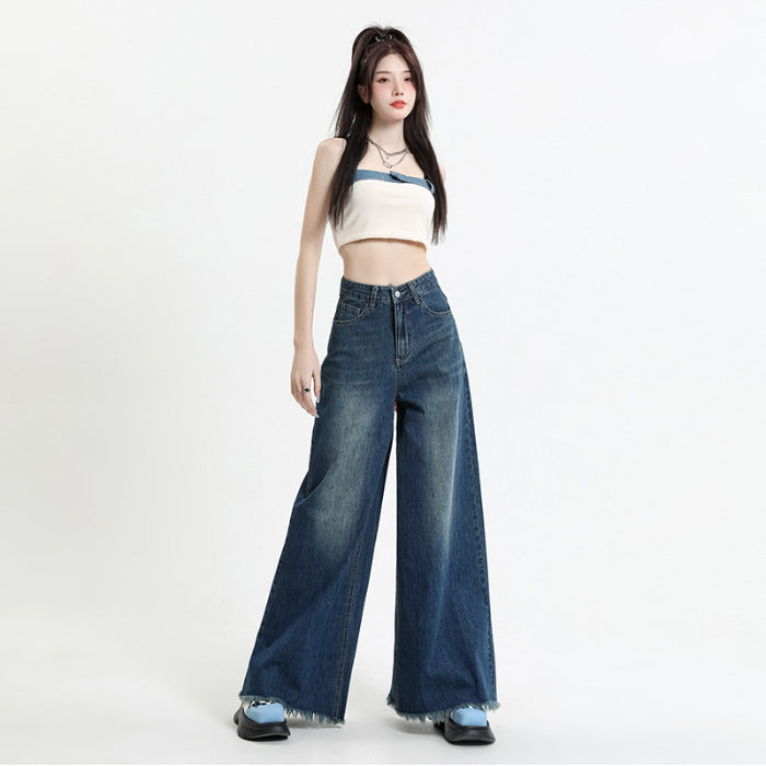 Wide Leg Elephant Loose Trousers Raw Jeans