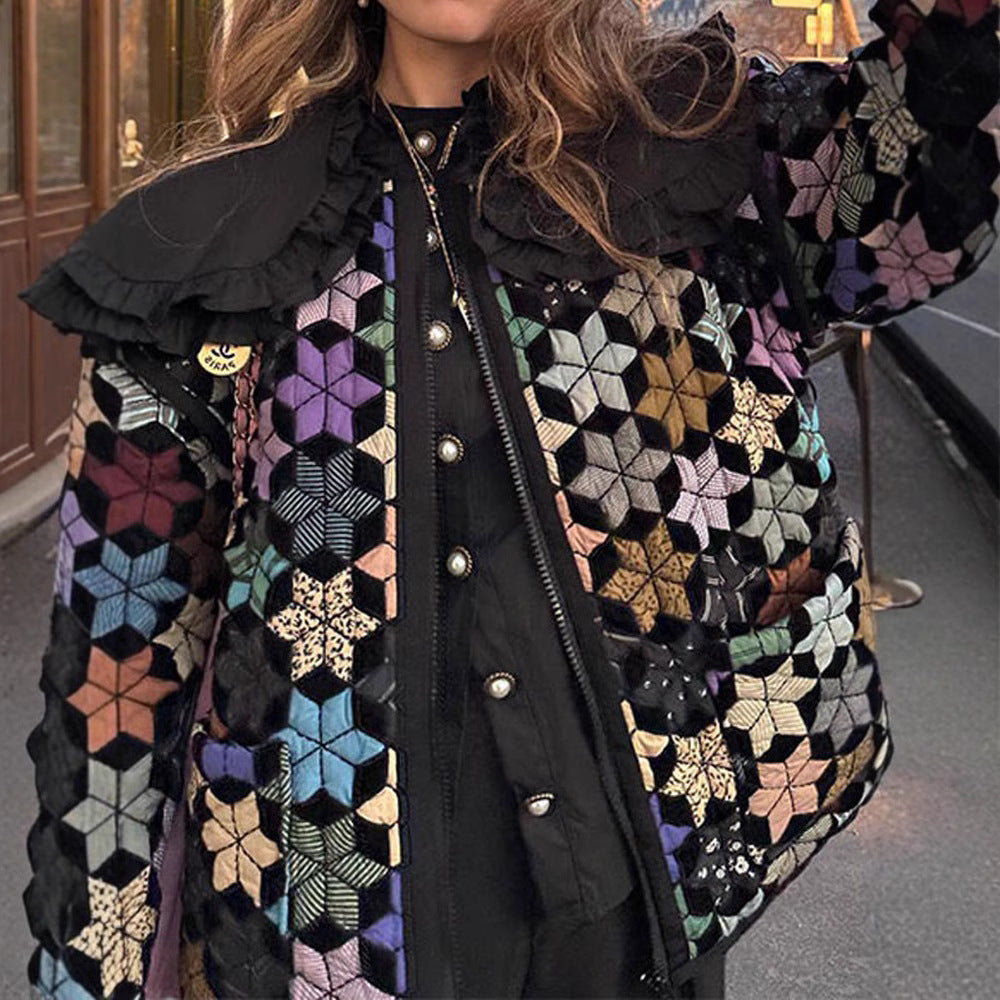 Women's Loose Quilted Fashion Printed Casual Clothes Coats