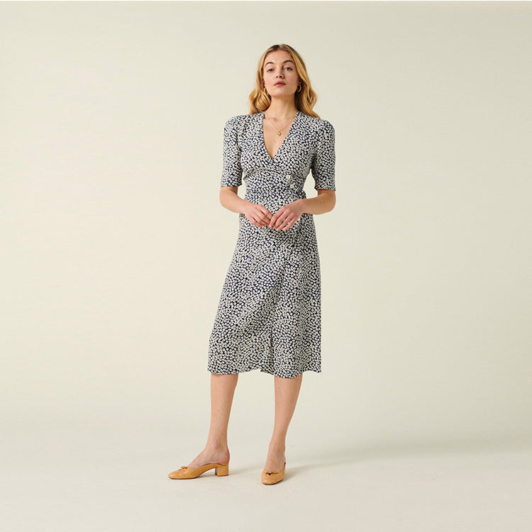 Women's Button Tea Dress Slim Summer French Dresses