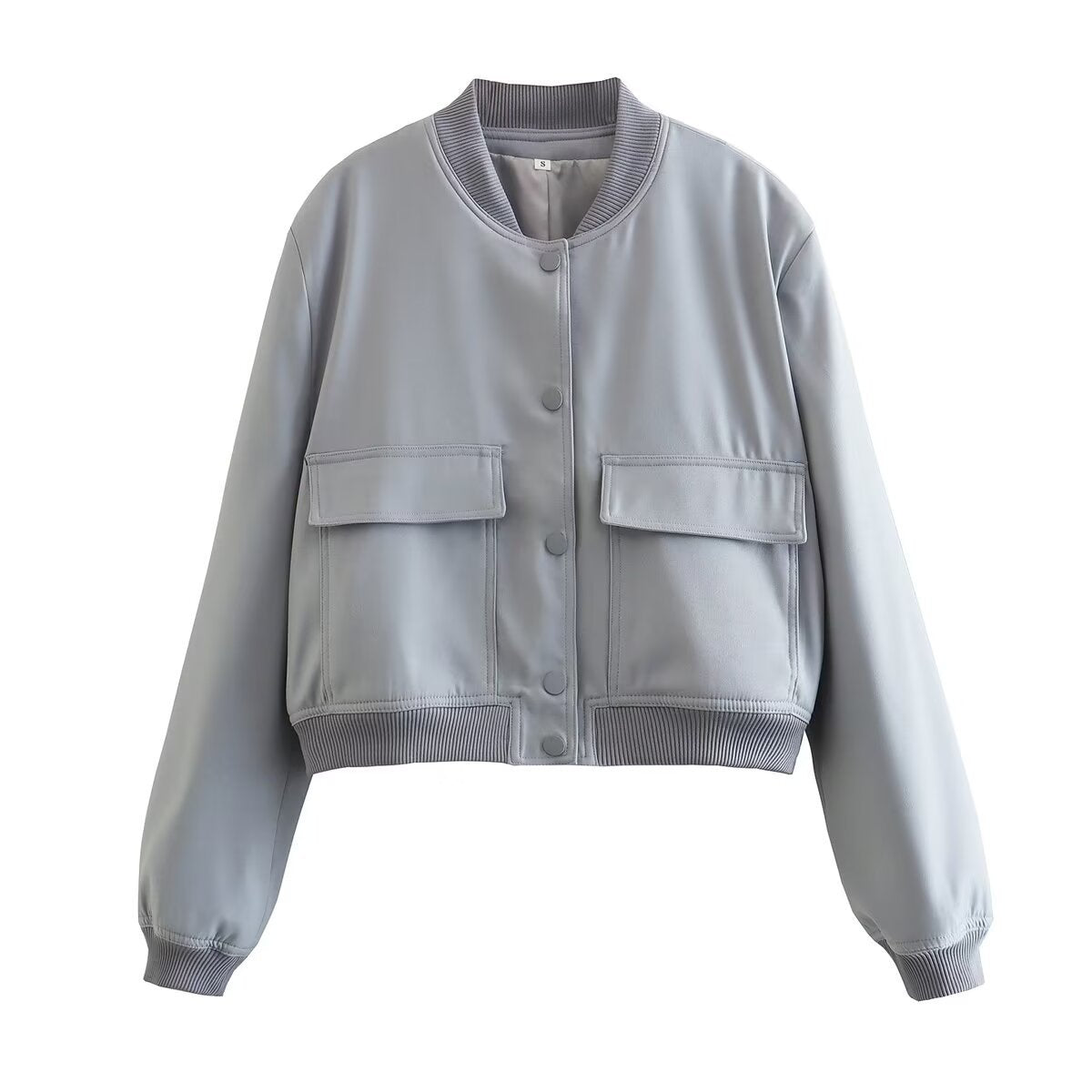 Women's Comfortable Spring Large Pocket Bomber Jackets