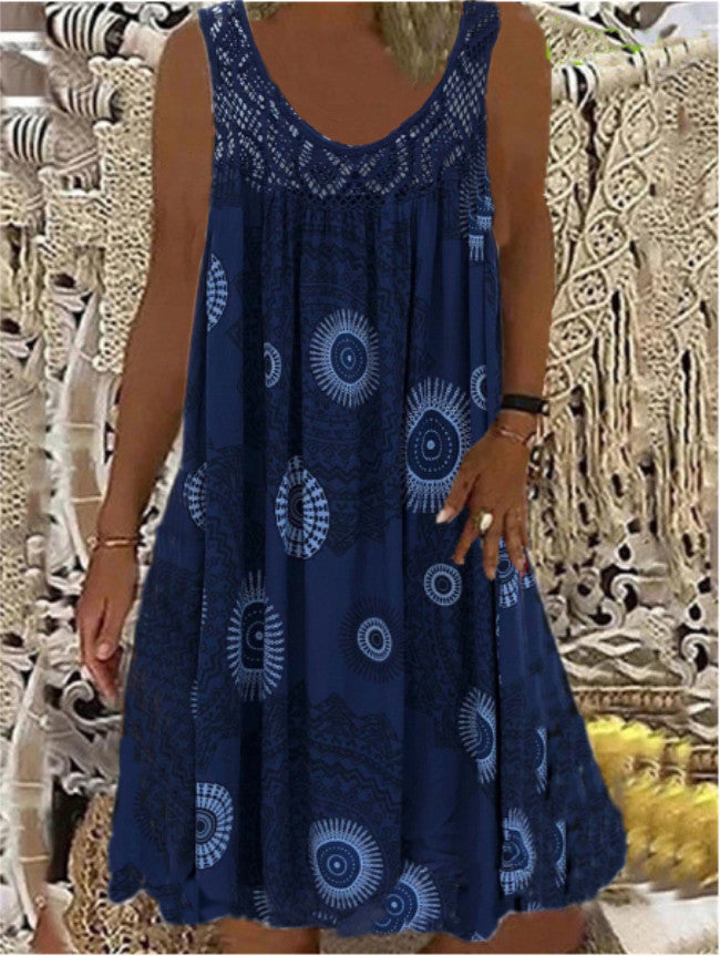 Women's Digital Printing Strapless Sexy Sling Loose Dresses