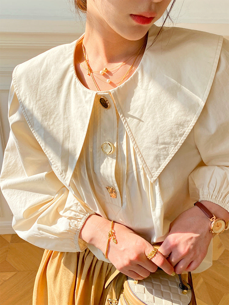 Women's Shirt Long Sleeve French Style Doll Collar Clothing
