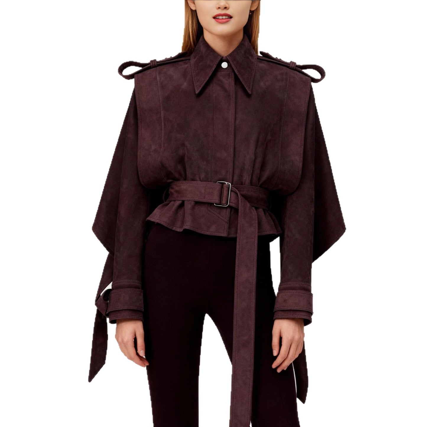 Women's Style Temperament Lapel Patchwork Autumn High-grade Coats