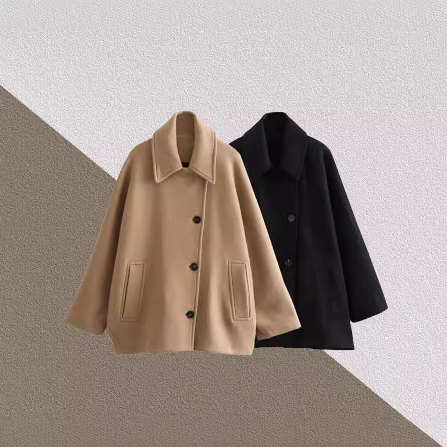 Women's Fashion Wear Lapel Oblique Breasted Warm Jackets