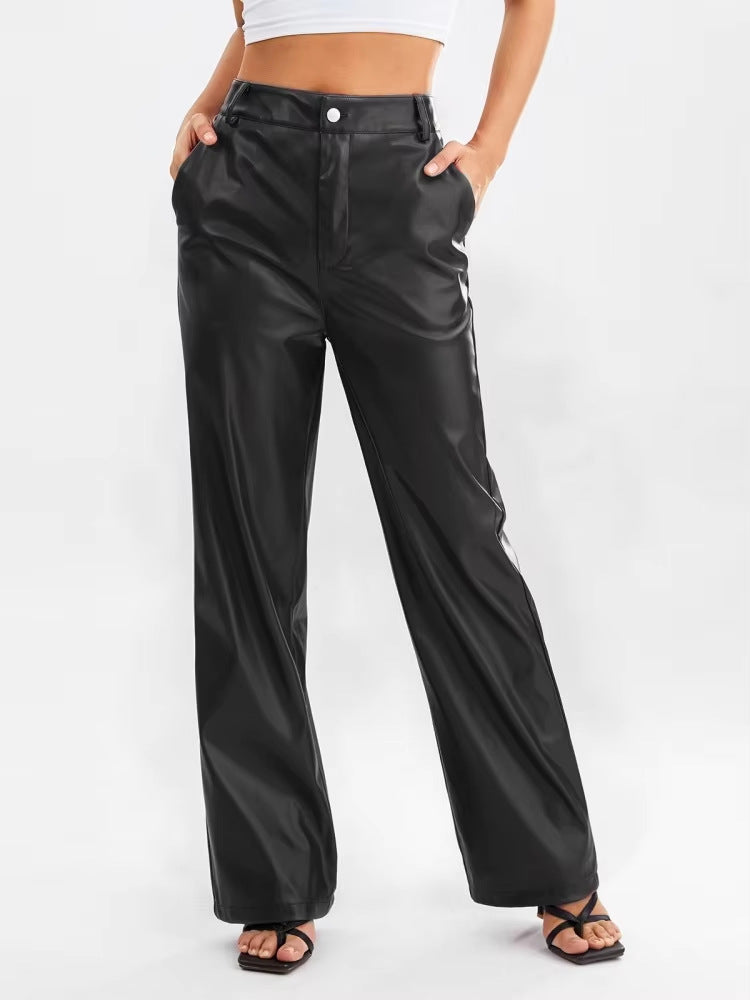Women's Leather Casual Loose Hot High Waist Pants