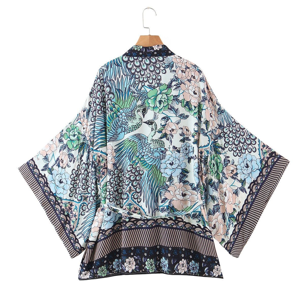 Women's Phoenix Flower Print Draped Shirt Cotton Coats
