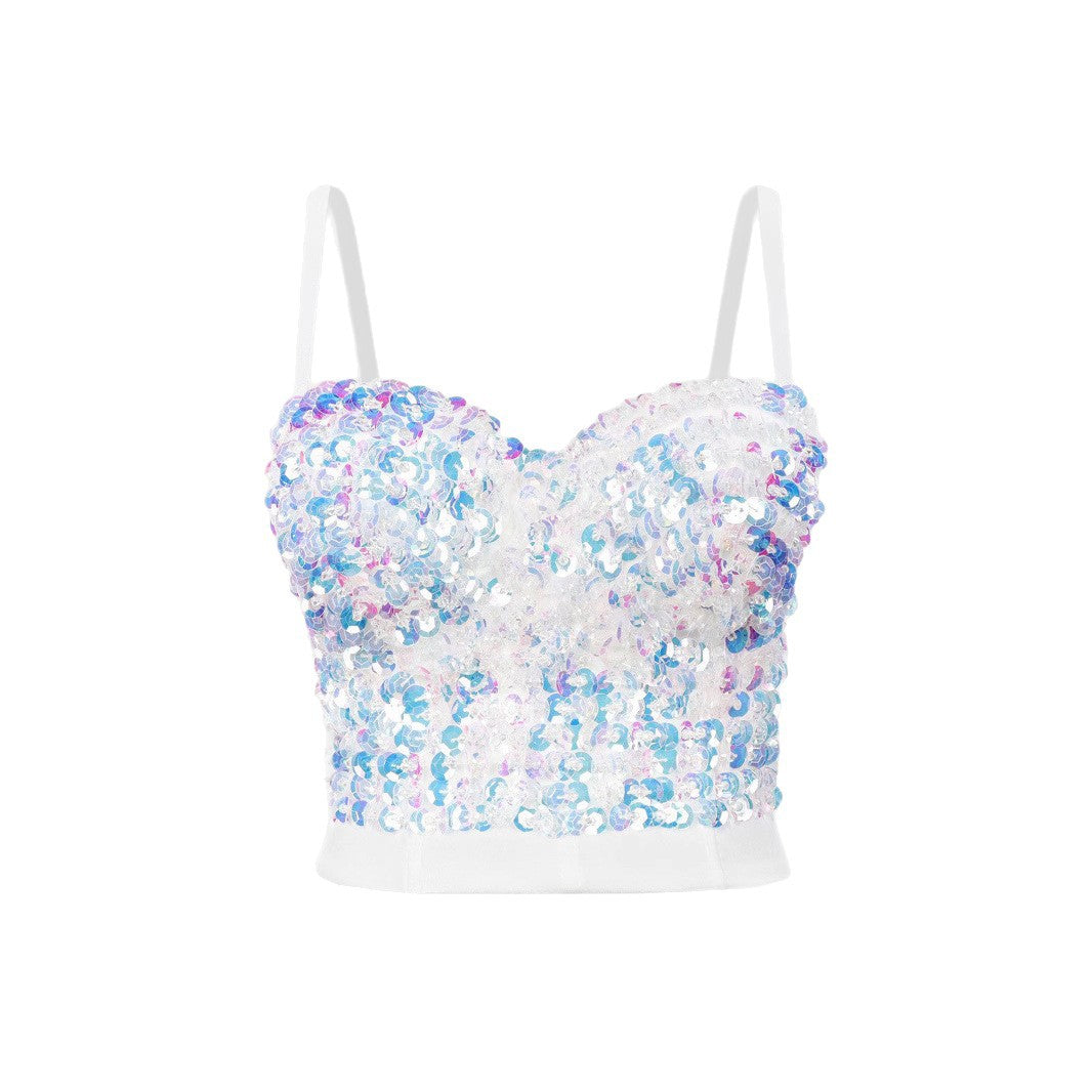 Sequins Inner Wear Fishbone Corset Shaping Figure Tops