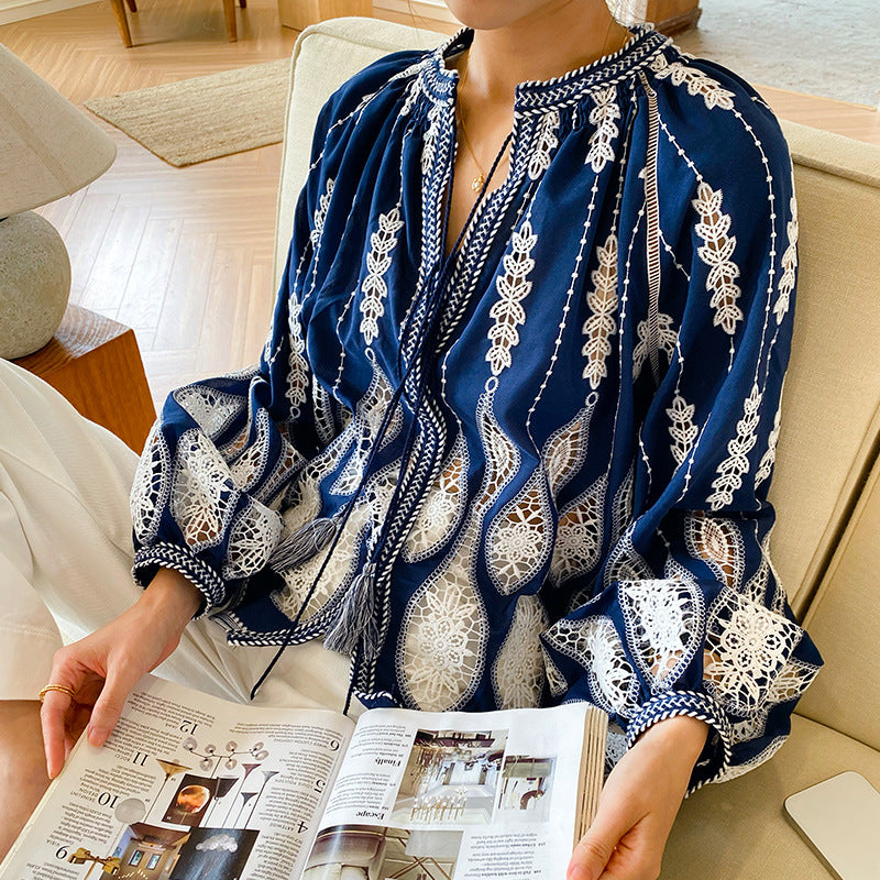 Women's Vacation Style French Shirt Long Sleeve Blouses