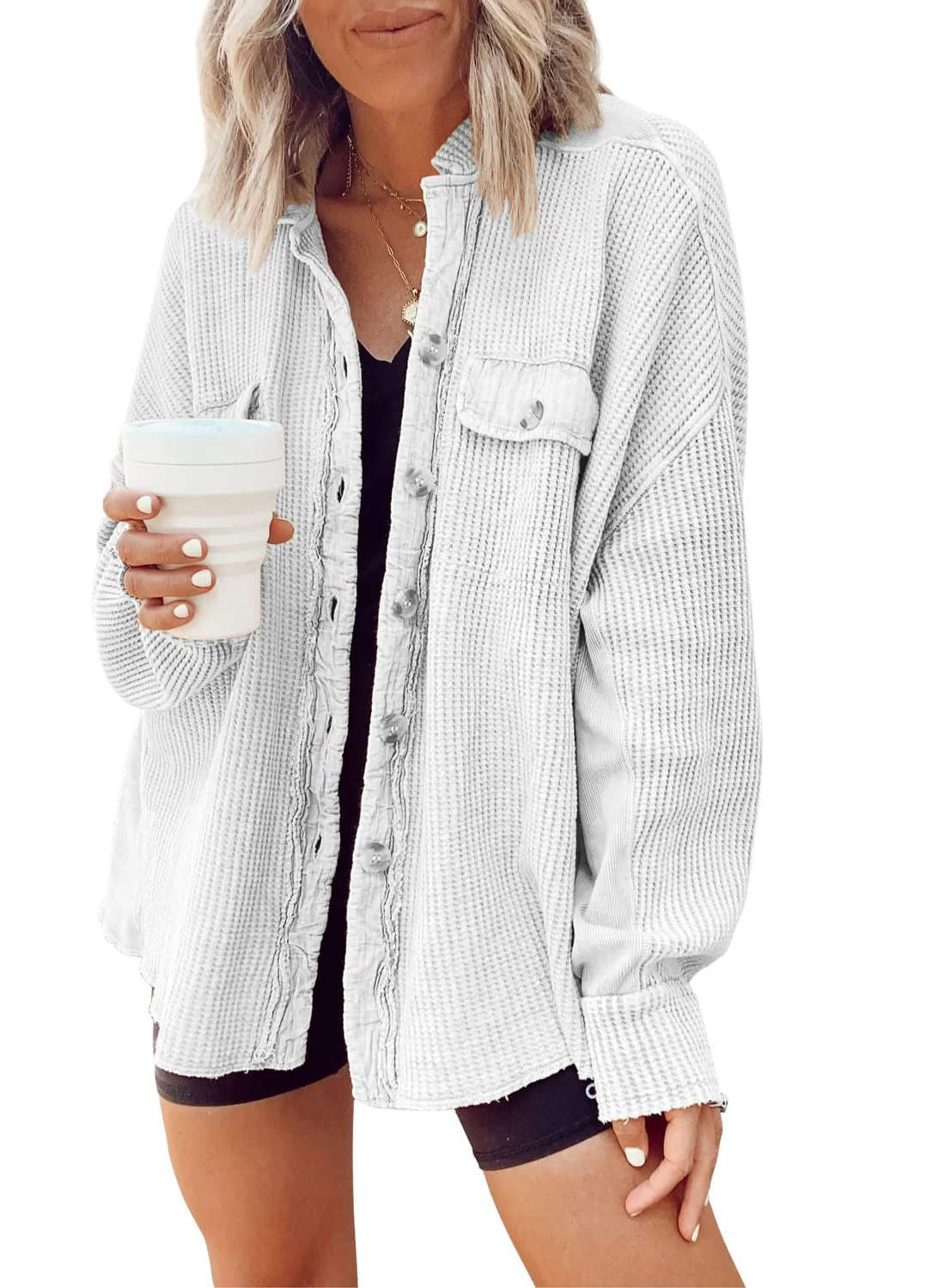 Women's Casual Polo Collar Pocket Stitching Irregular Jackets