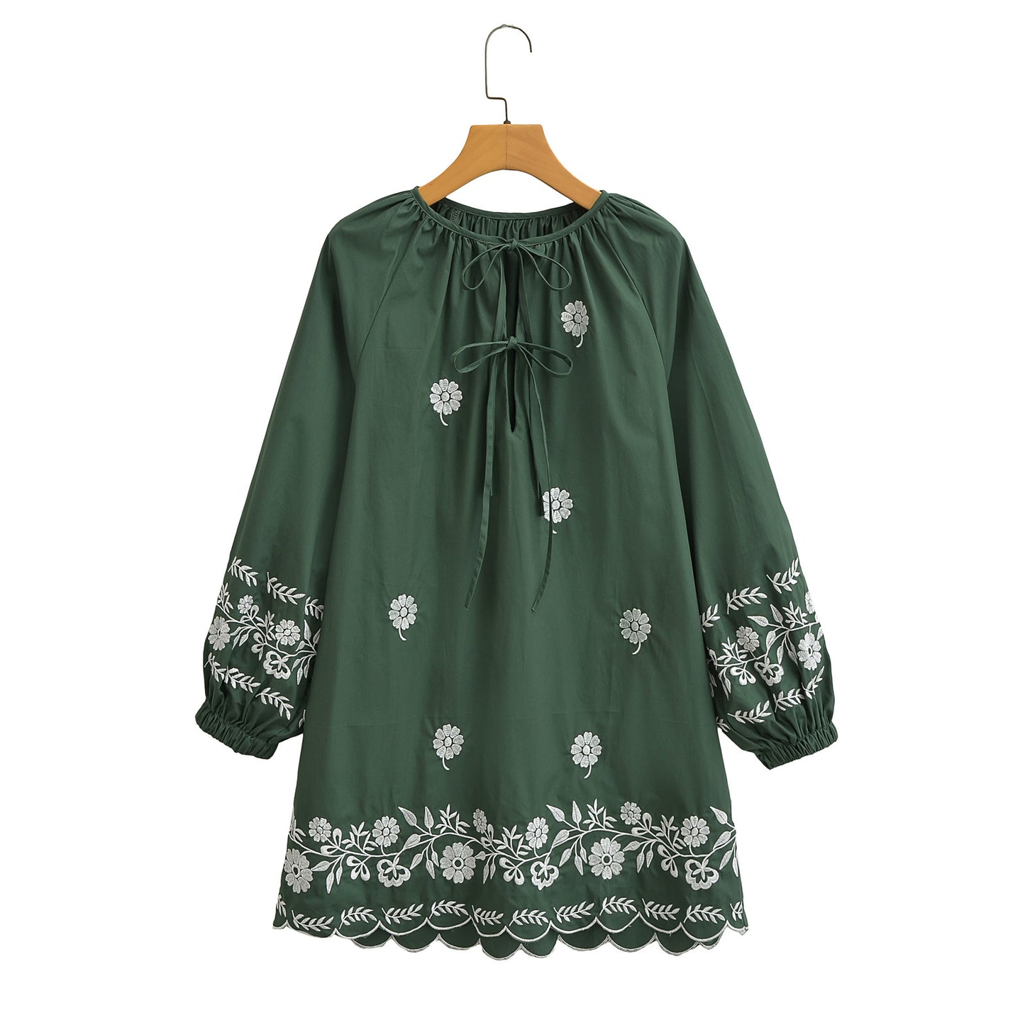Women's Flower Embroidery Casual Long Sleeve Dress Dresses