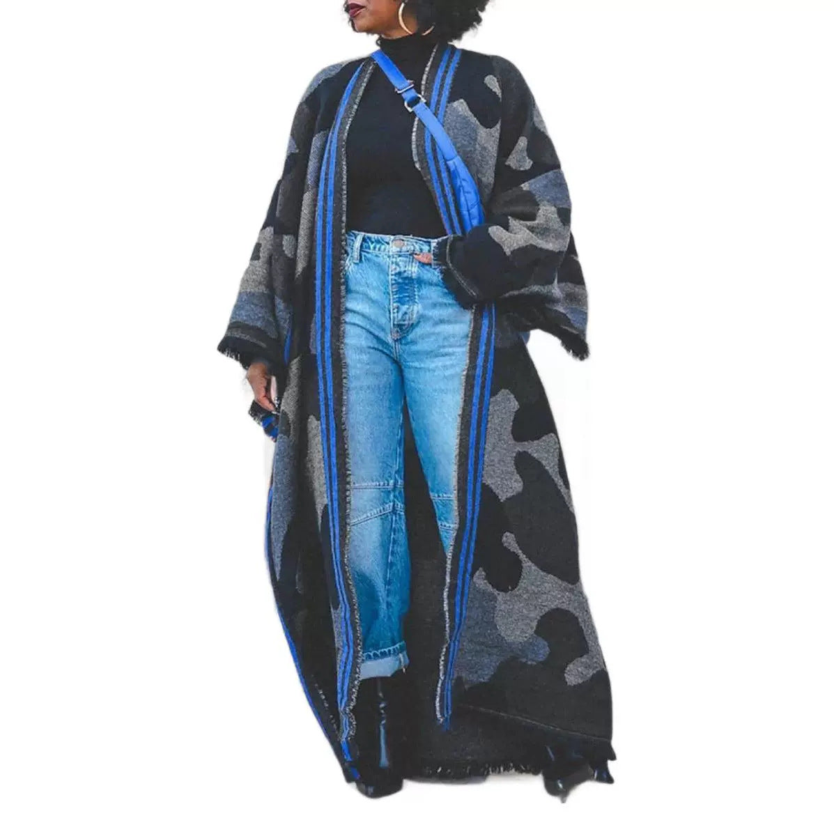 Women's Scarf Army Green Camouflage Red Striped Coats