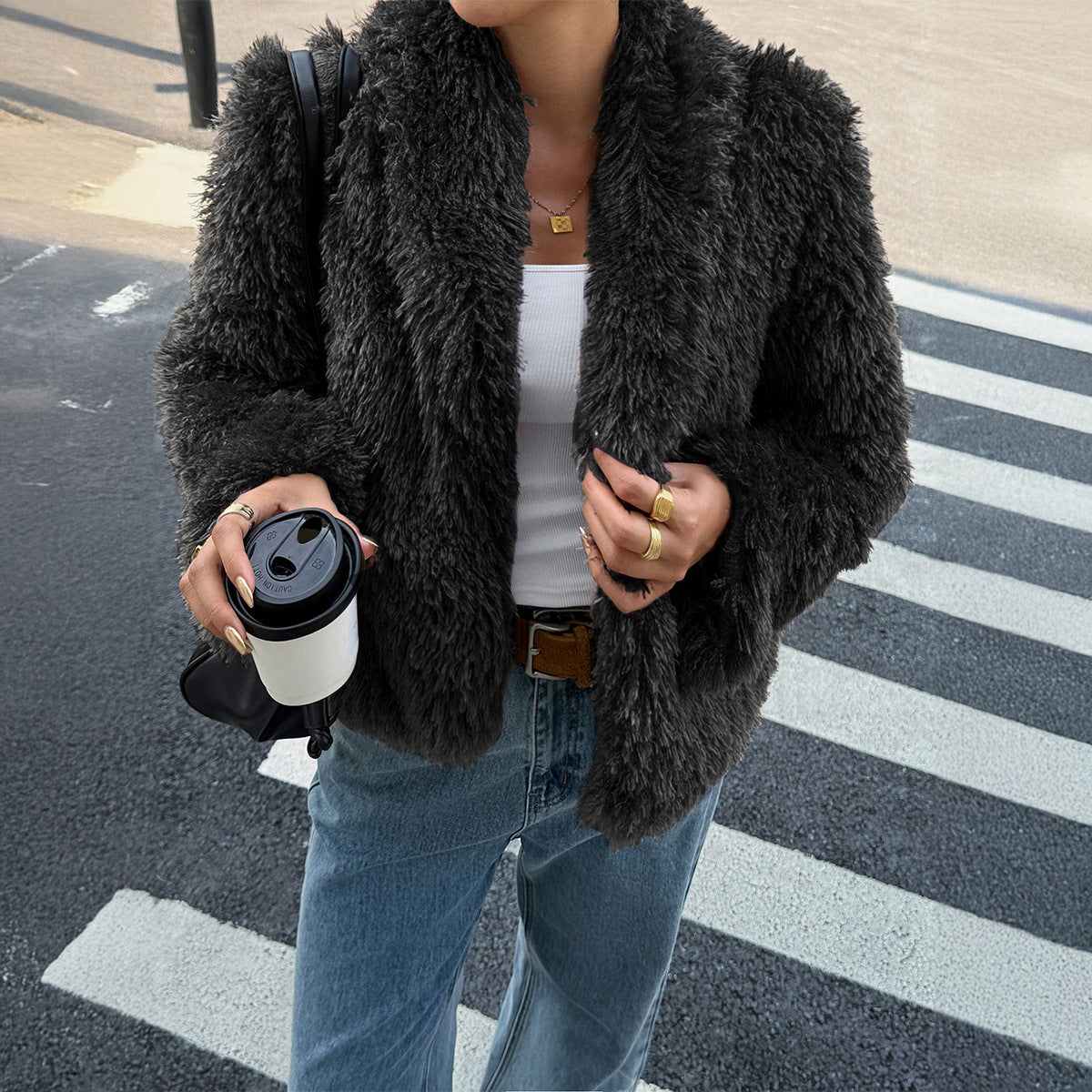 Women's Classic Casual Fluff Long-sleeved Overcoat Coats