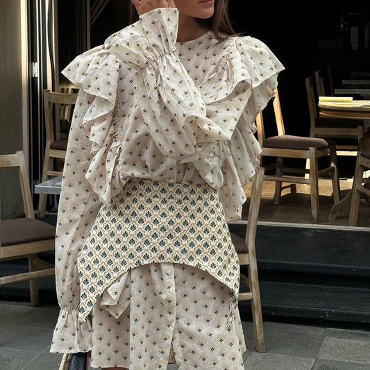 Women's Flared Sleeve Shirt Dress With Waist Shorts