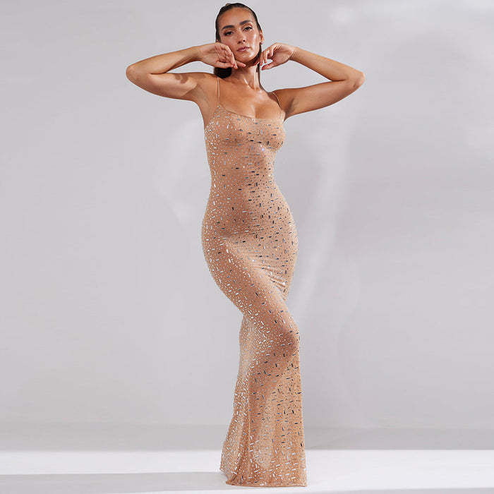 Women's Light Diamond Sexy Sling Mermaid Long Dresses