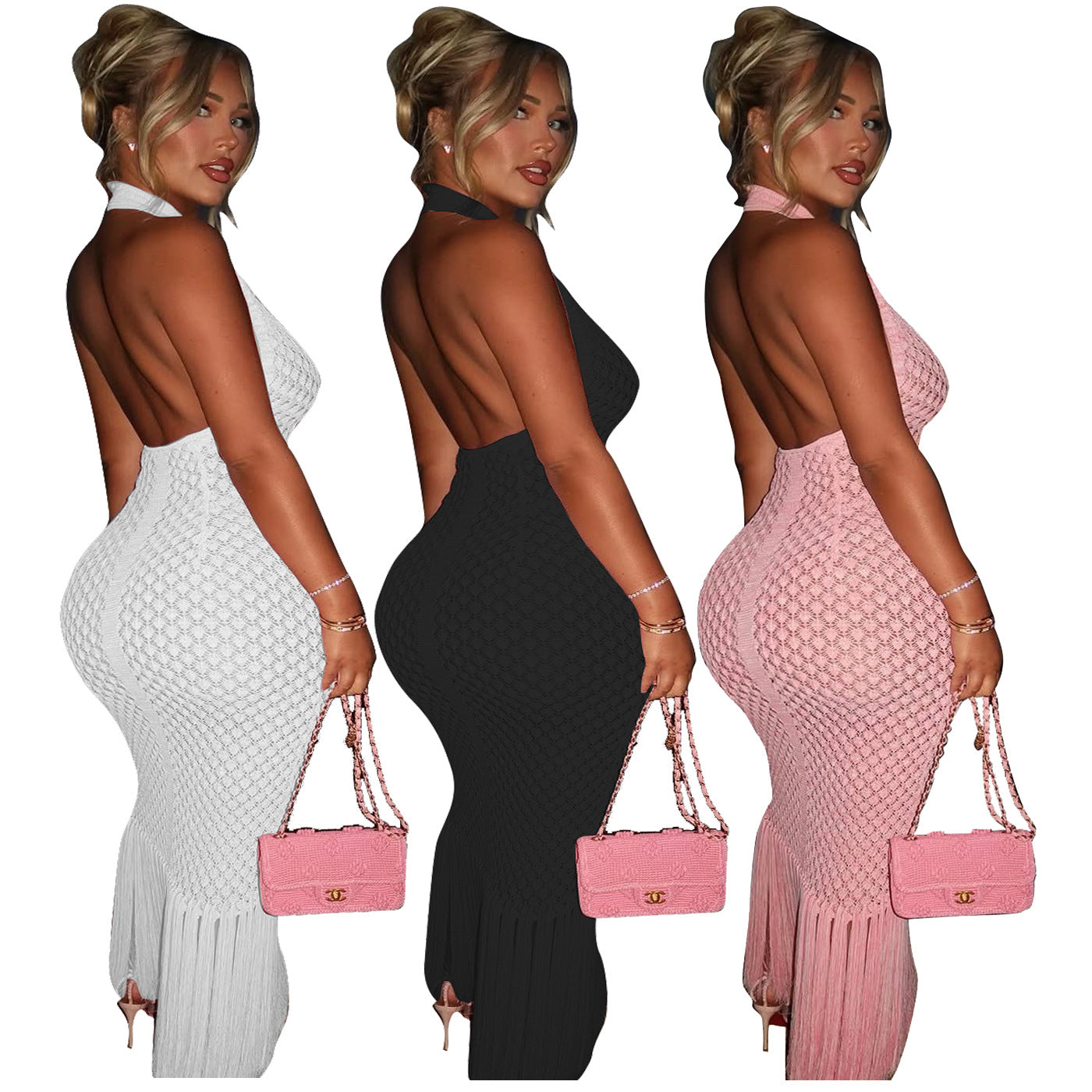 Women's Casual Knitted Tassel Beach Dress Sweaters