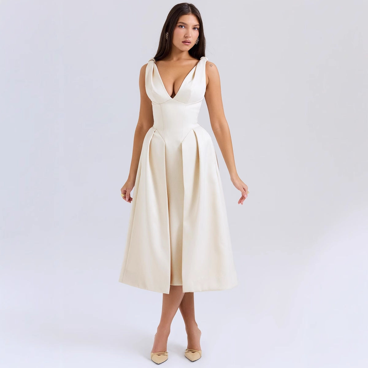 Summer Suspender Dress Fashionable Solid Color Dresses