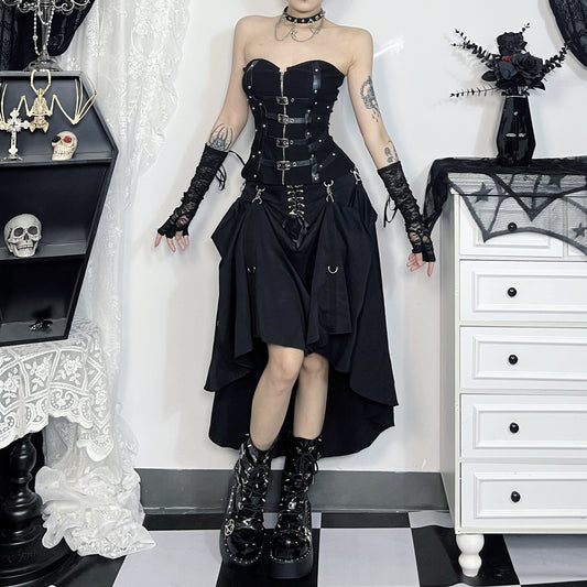 Women's Gothic Dark Style Sexy Lace Up Two-way Large A- Skirts