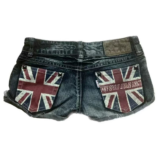 Street Hipster Flag Print Contrast Color Jeans