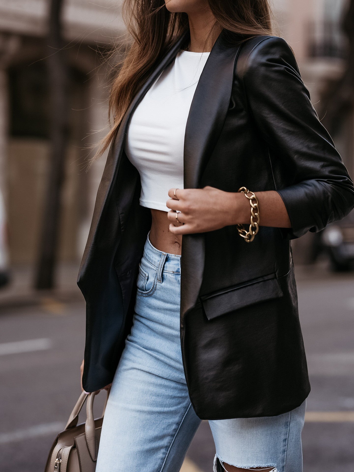 Street Casual Loose Cool Collar Leather Jackets