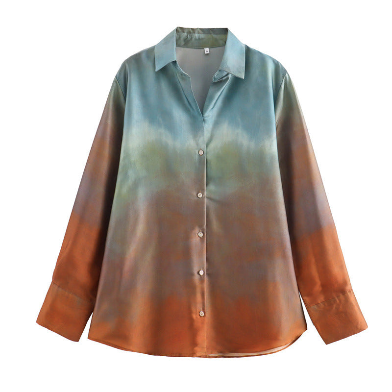 Women's Summer Silk Satin Texture Gradient Loose Suits