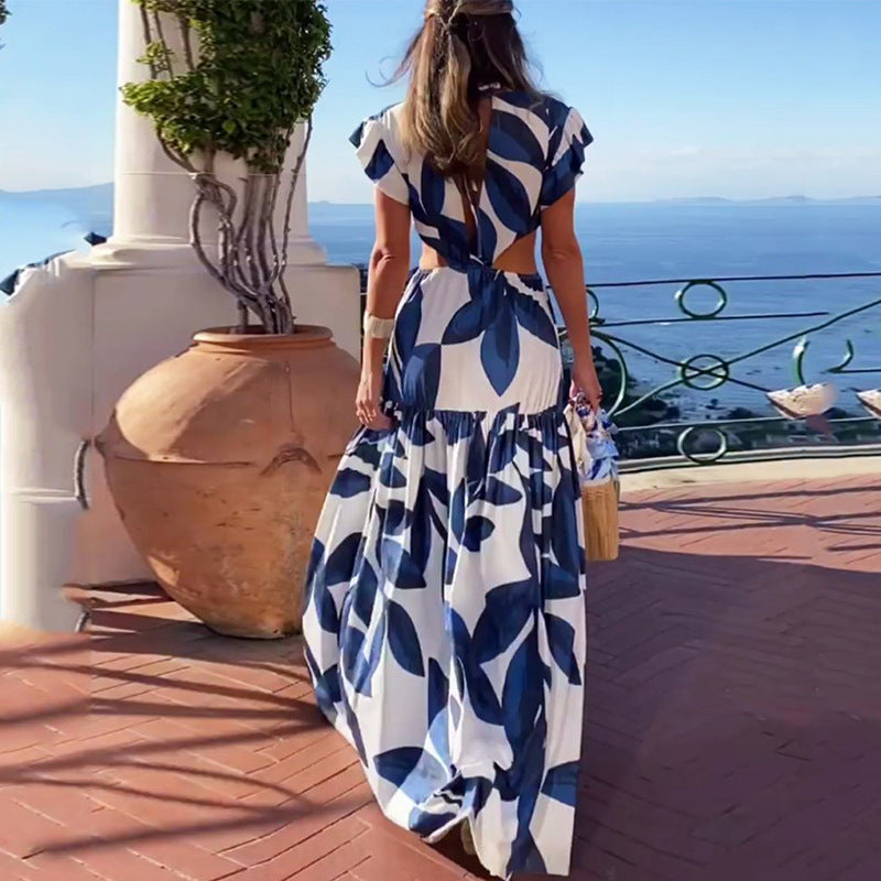 Spring Festival Trend Printed Puff Sleeve Dresses